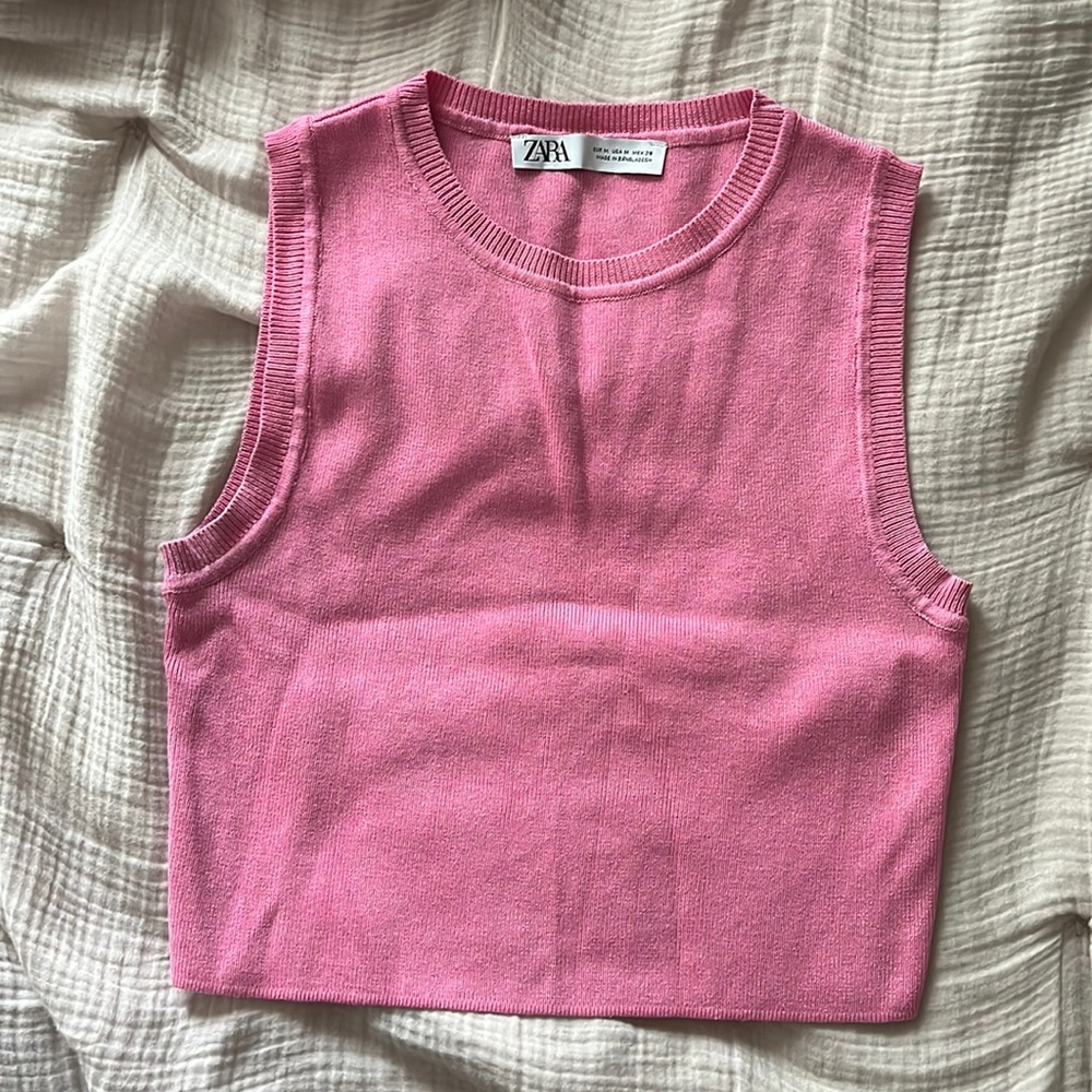 hot pink zara crop top